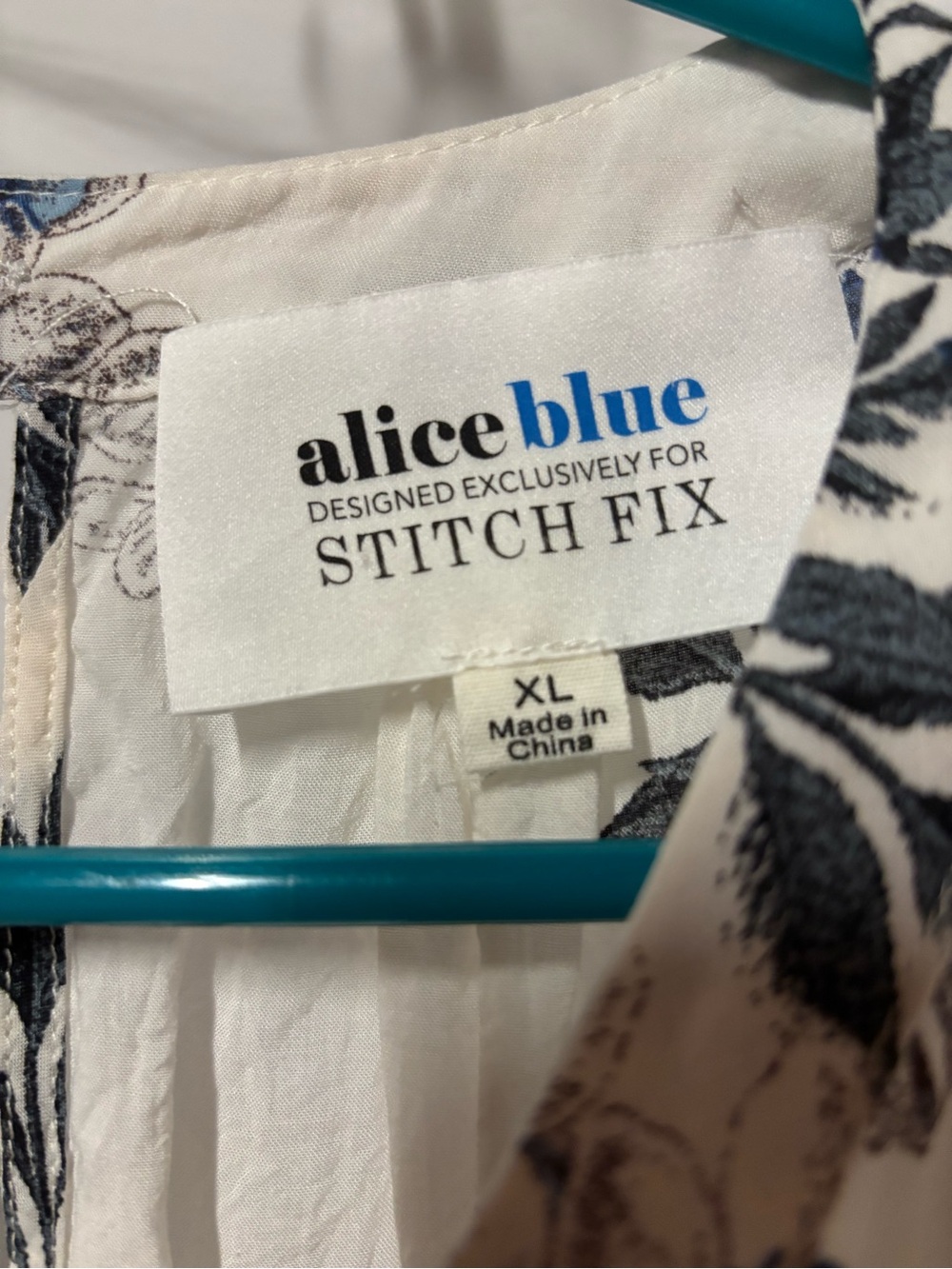 Alice Blue Floral Print Tank Top in White and Navy